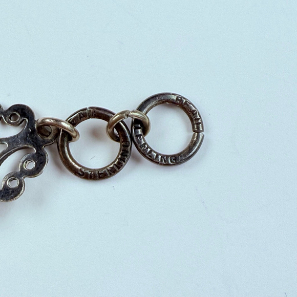 BEAU 3 TCW Opal Cabochon Filigree Scroll Link Sterling Silver 925 VTG Bracelet - Picture 4 of 9